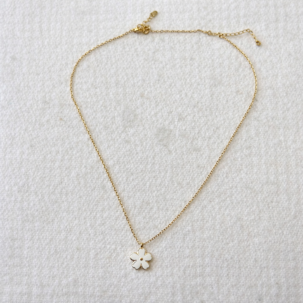 Collier fleur émaillée