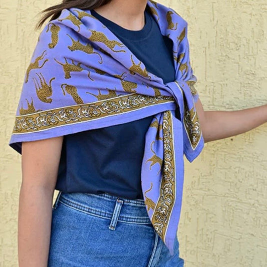 Grand foulard Fauve bleu