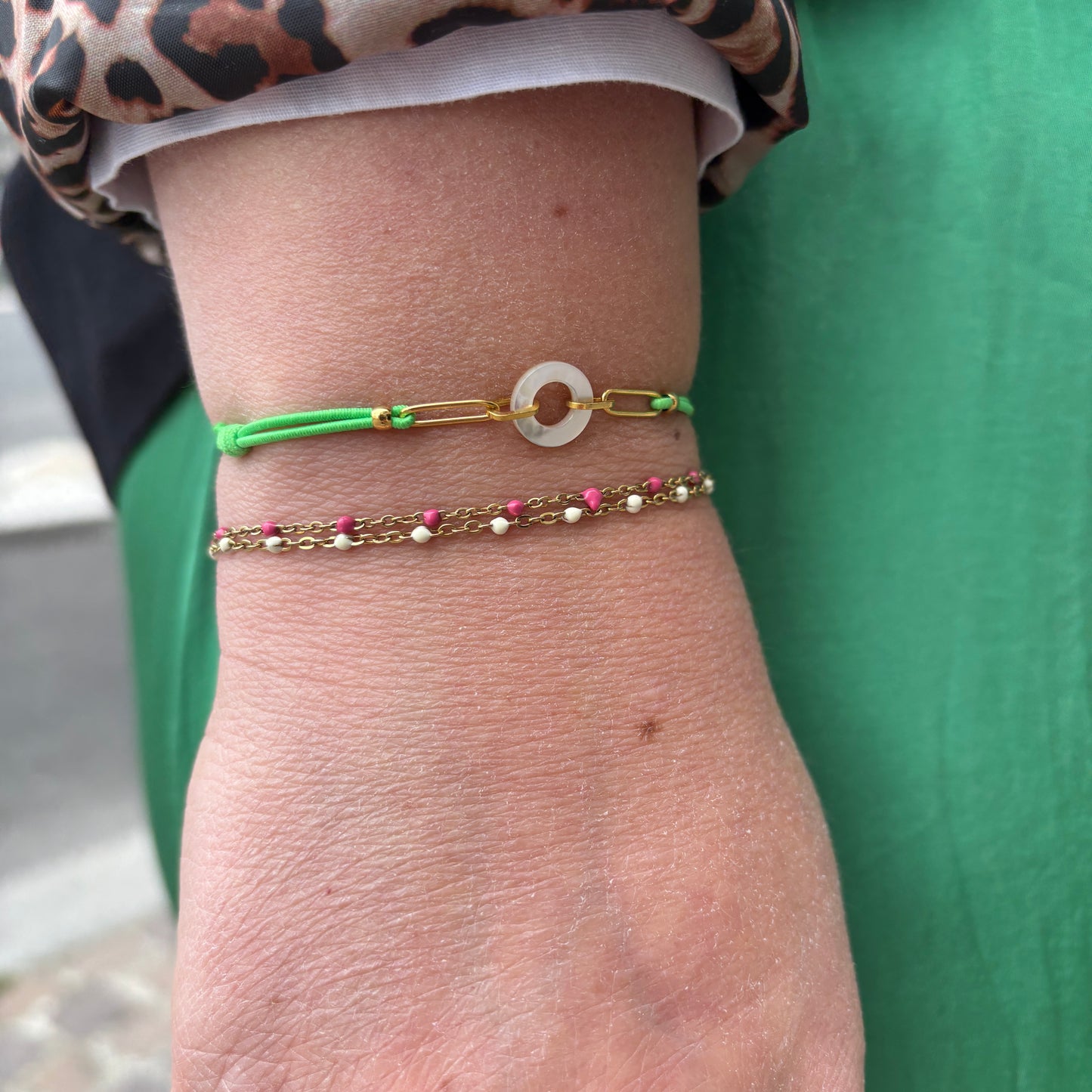Bracelet élastique nacre