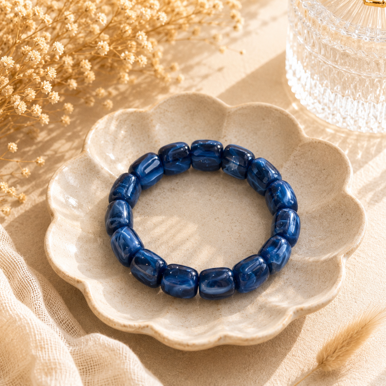 Bracelet élastique perles plates
