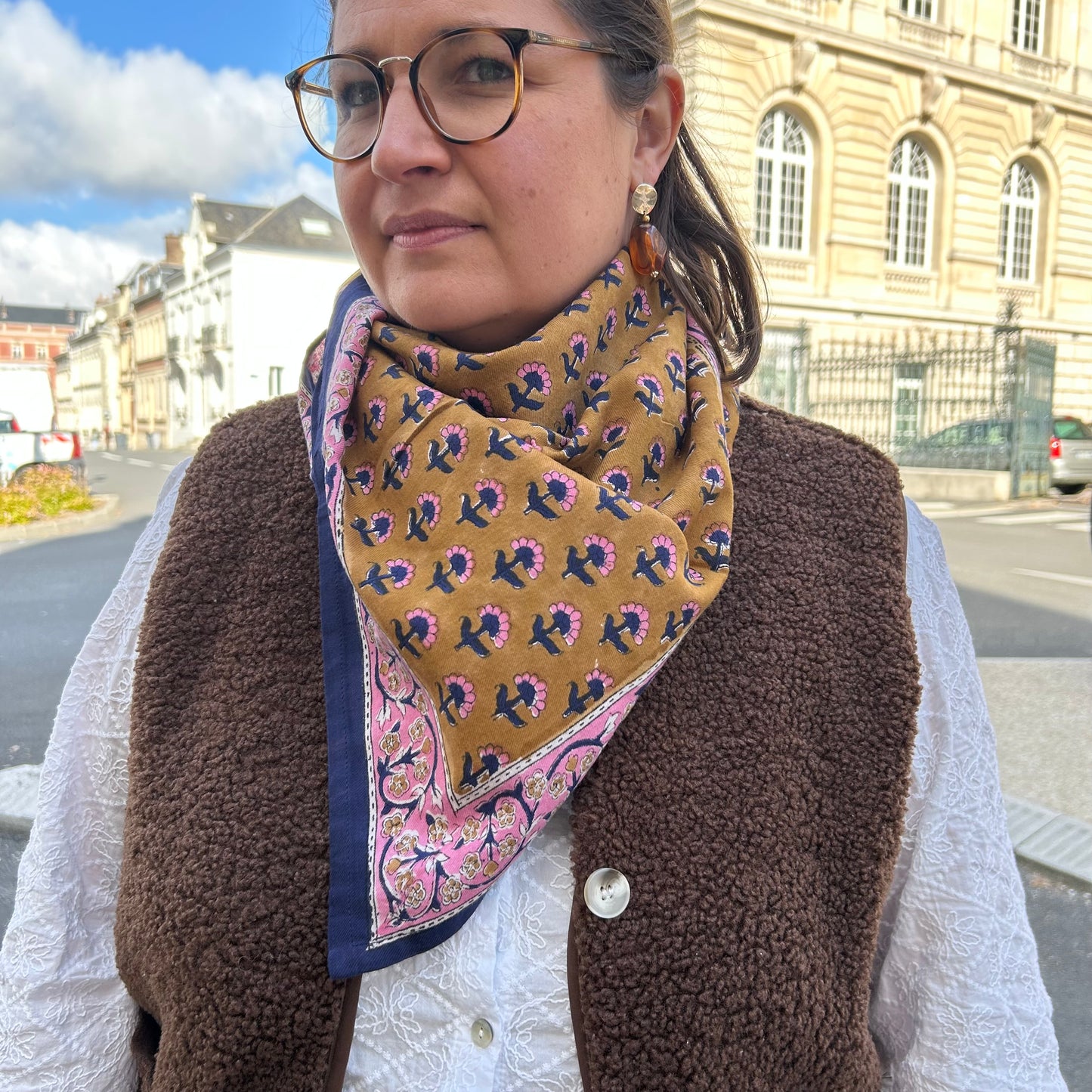 Grand foulard Solene Camel