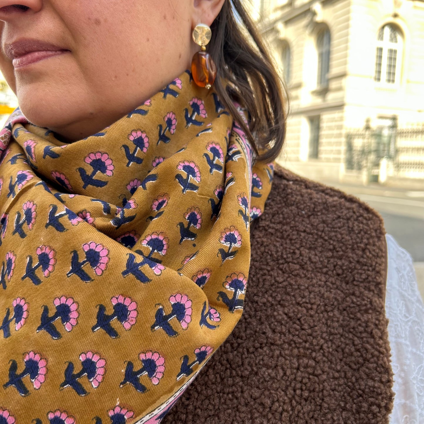 Grand foulard Solene Camel