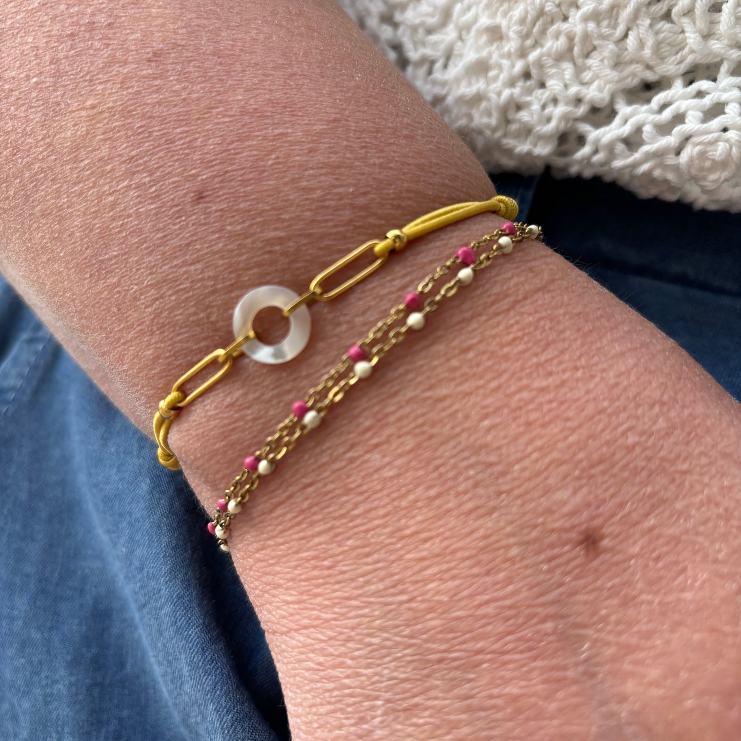 Bracelet élastique nacre
