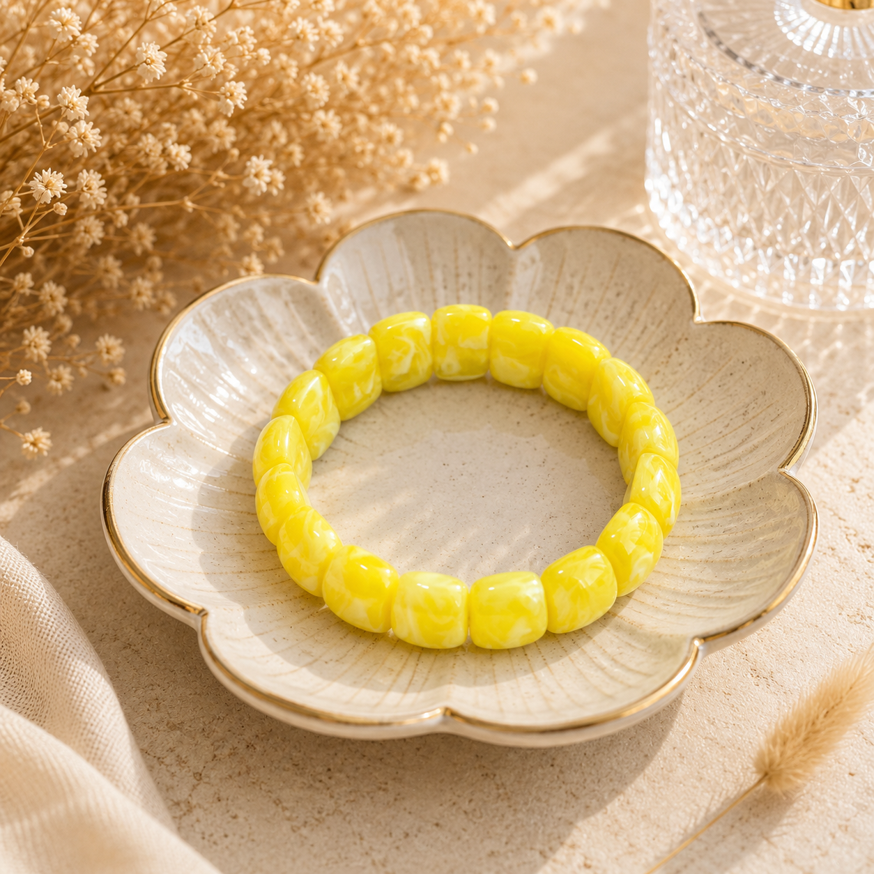 Bracelet élastique perles plates