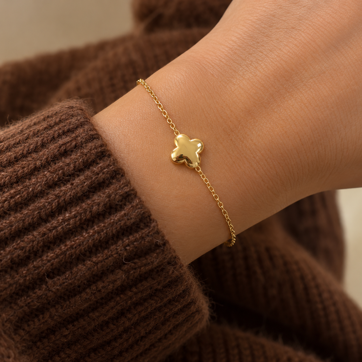 Bracelet trèfle bombé