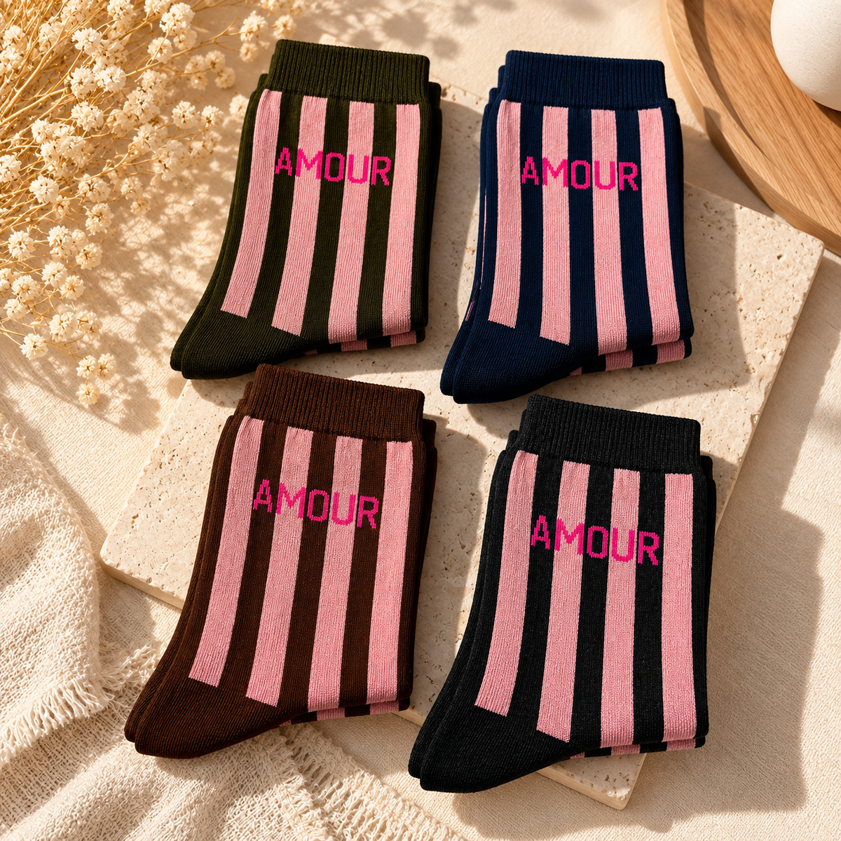Chaussettes rayures Amour