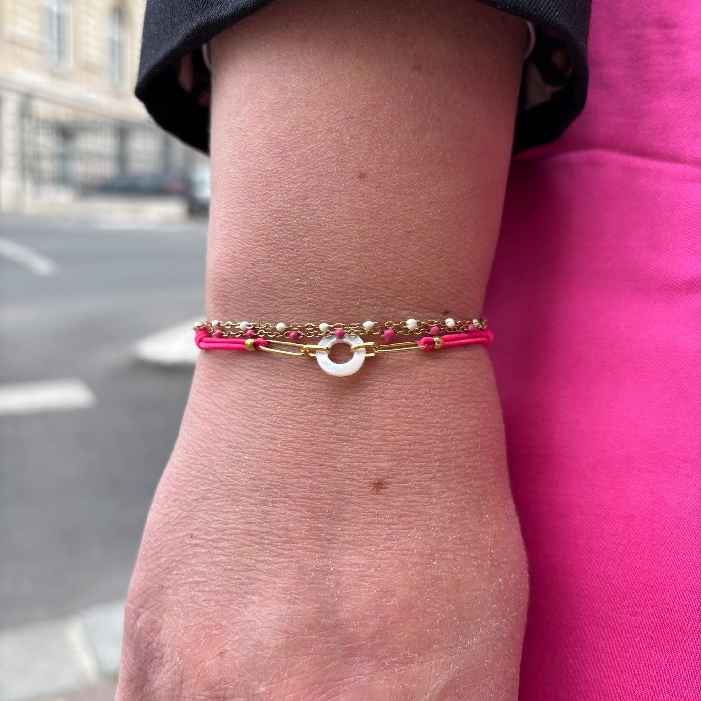 Bracelet élastique nacre