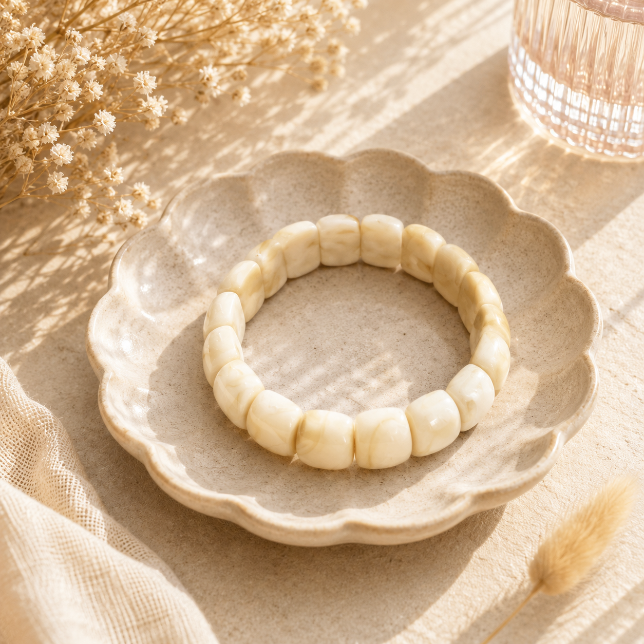 Bracelet élastique perles plates