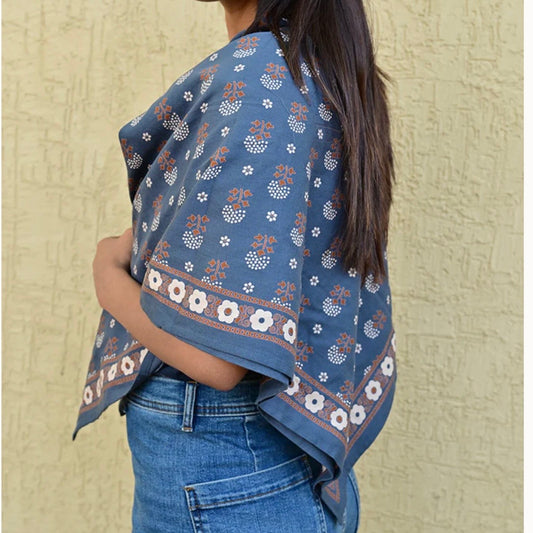 Grand foulard Anastasia bleu