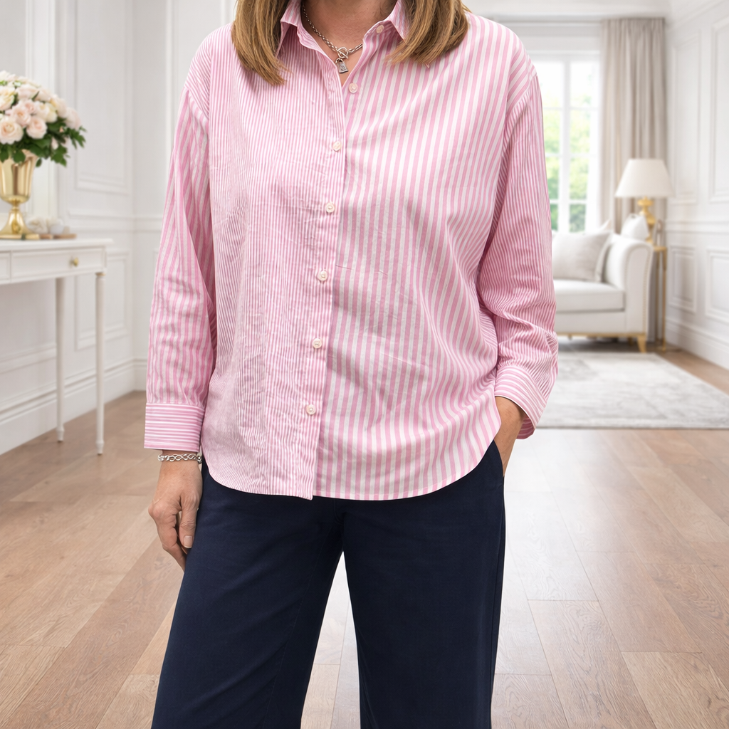 chemise femme rayures roses