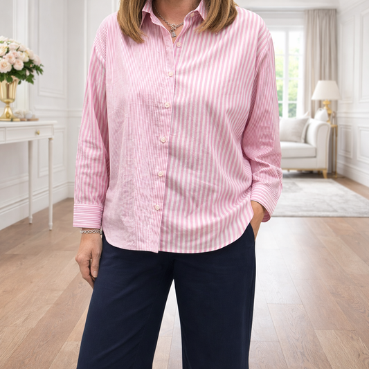 chemise femme rayures roses