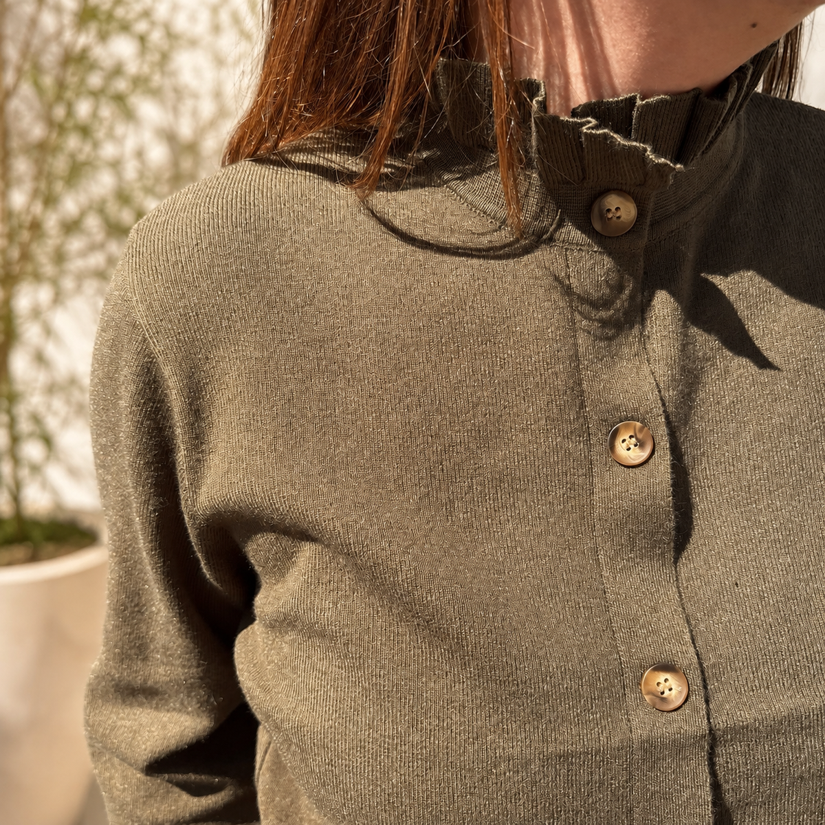 Cardigan Lucien fin kaki